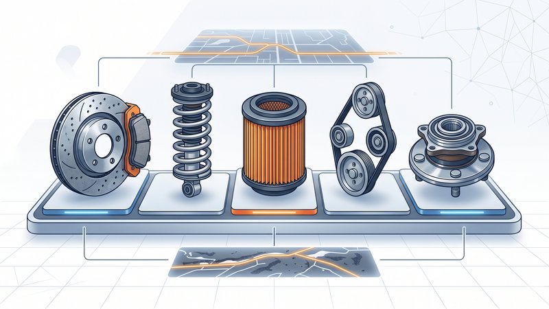 Современная иллюстрация износостойких запчастей Nissan для автомобилей, эксплуатируемых на дорогах города Перми